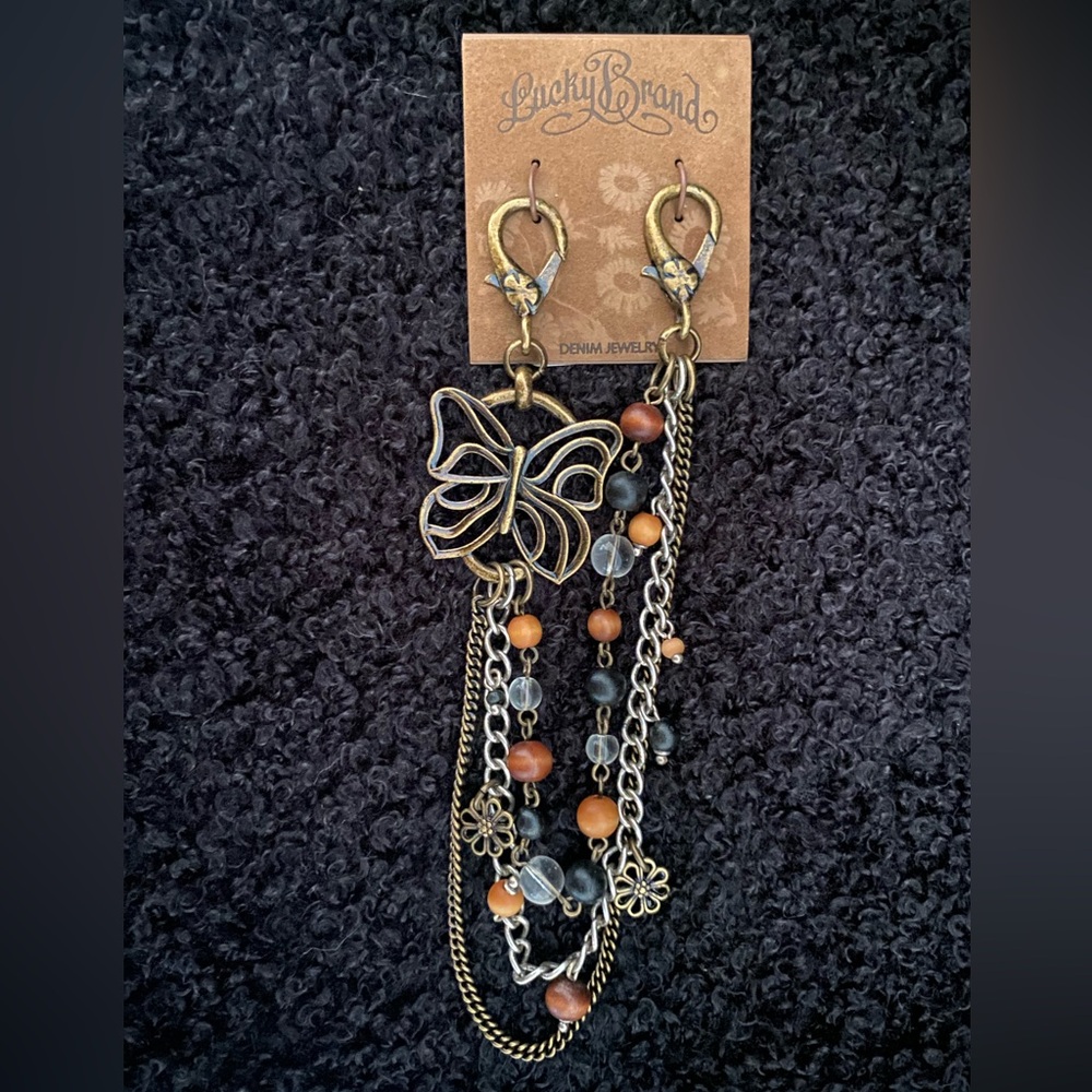 LUCKY BRAND Butterfly Denim Jewelry Sweater Leash